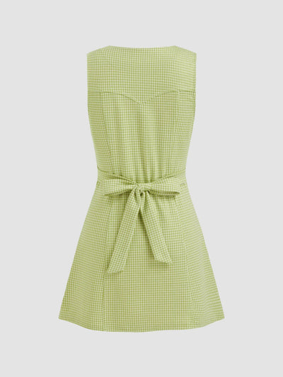 Gingham Button - Front A - Line Mini Dress - Your Second Look