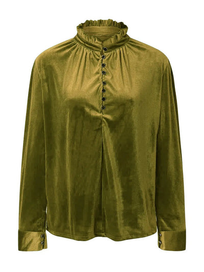 Half Button Long Sleeve Blouse - Your Second Look