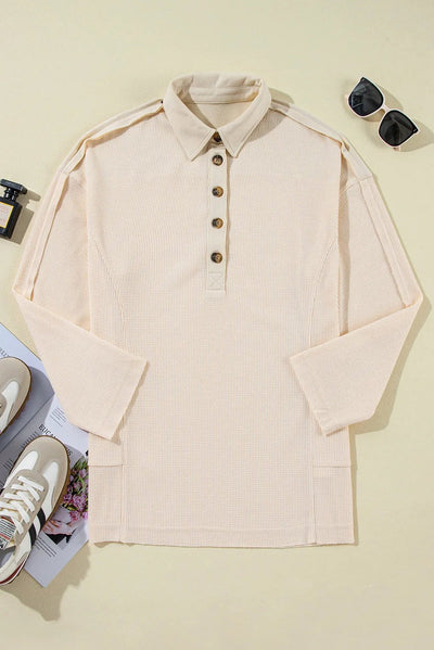 Half Button Long Sleeve Top - Your Second Look