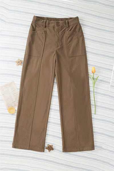 Half Elastic Waist Straight Pants - Your Second Look