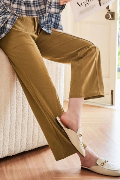 Half Elastic Waist Straight Pants - Your Second Look