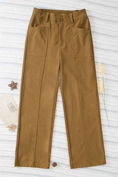 Half Elastic Waist Straight Pants - Your Second Look