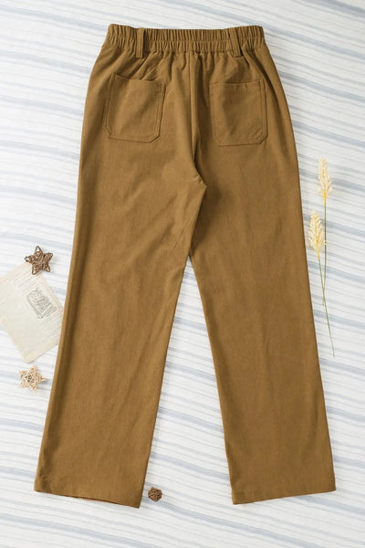 Half Elastic Waist Straight Pants - Your Second Look
