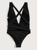 Halter Neck Deep V Tied One - Piece Swimsuit - Your Second Look