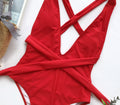 Halter Neck Deep V Tied One - Piece Swimsuit - Your Second Look
