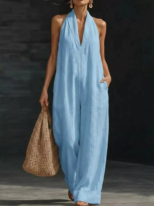 Halter Neck Wide - Leg Jumpsuit - Your Second Look