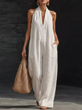 Halter Neck Wide - Leg Jumpsuit - Your Second Look