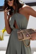 Halter Neck Wide Leg Jumpsuit with Keyhole Detail - Your Second Look