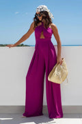 Halter Neck Wide Leg Jumpsuit with Keyhole Detail - Your Second Look