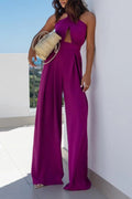 Halter Neck Wide Leg Jumpsuit with Keyhole Detail - Your Second Look
