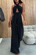 Halter Neck Wide Leg Jumpsuit with Keyhole Detail - Your Second Look