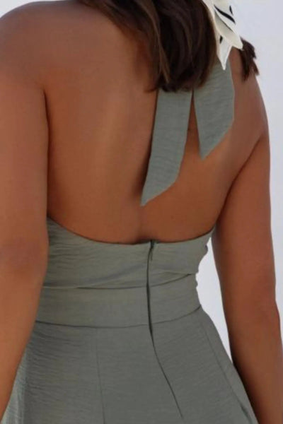 Halter Neck Wide Leg Jumpsuit with Keyhole Detail - Your Second Look