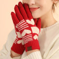Heart Pattern Knitted Touchscreen Gloves - Your Second Look