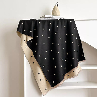 Heart - Patterned Raw Hem Winter Scarf - Your Second Look