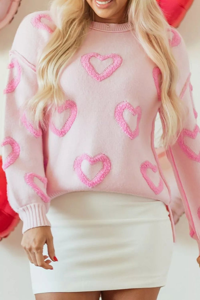Heart Shape Bubble Sleeve Baggy Sweater - Your Second Look