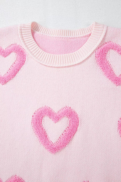 Heart Shape Bubble Sleeve Baggy Sweater - Your Second Look