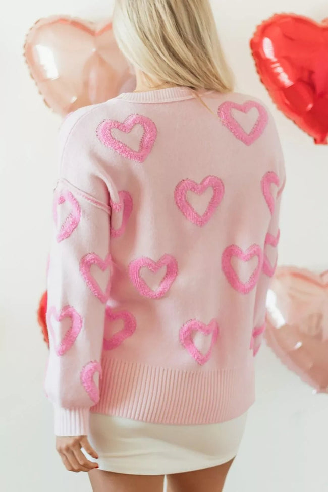 Heart Shape Bubble Sleeve Baggy Sweater - Your Second Look