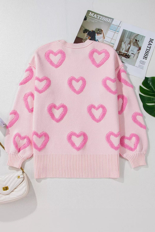 Heart Shape Bubble Sleeve Baggy Sweater - Your Second Look