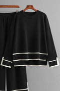 High - Low Round Neck Top and Pants Sweater Set - Your Second Look