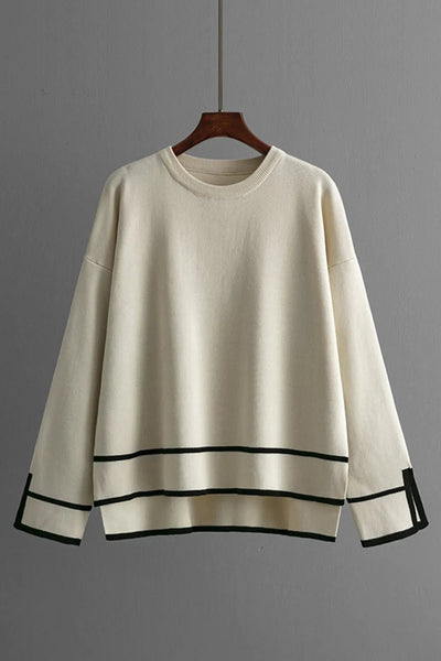 High - Low Round Neck Top and Pants Sweater Set - Your Second Look