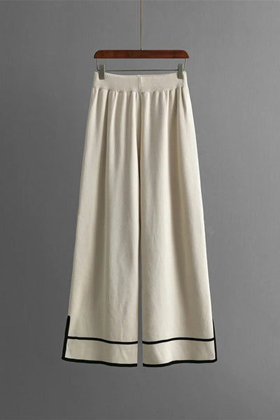 High - Low Round Neck Top and Pants Sweater Set - Your Second Look