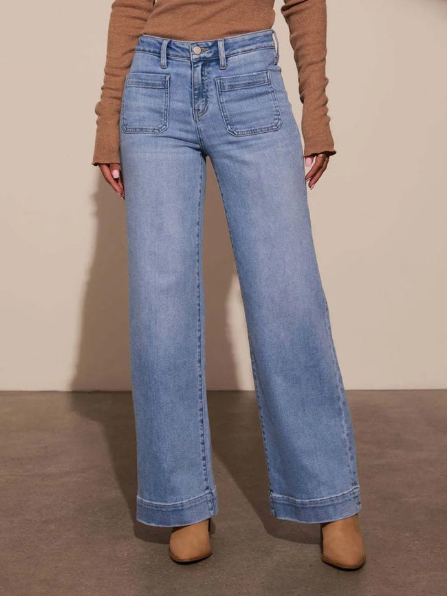 High Rise Front Pocket Patch Wide Leg Jeans - Your Second Look