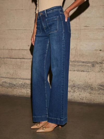 High Rise Front Pocket Patch Wide Leg Jeans - Your Second Look