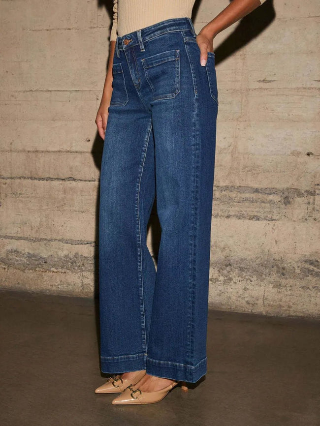 High Rise Front Pocket Patch Wide Leg Jeans - Your Second Look