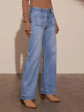 High Rise Front Pocket Patch Wide Leg Jeans - Your Second Look