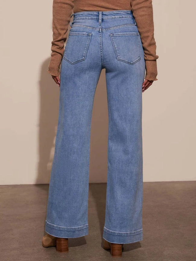 High Rise Front Pocket Patch Wide Leg Jeans - Your Second Look