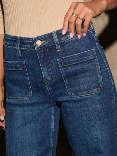 High Rise Front Pocket Patch Wide Leg Jeans - Your Second Look