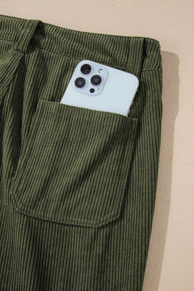 High Waist Square Pockets Corduroy Pants - Your Second Look