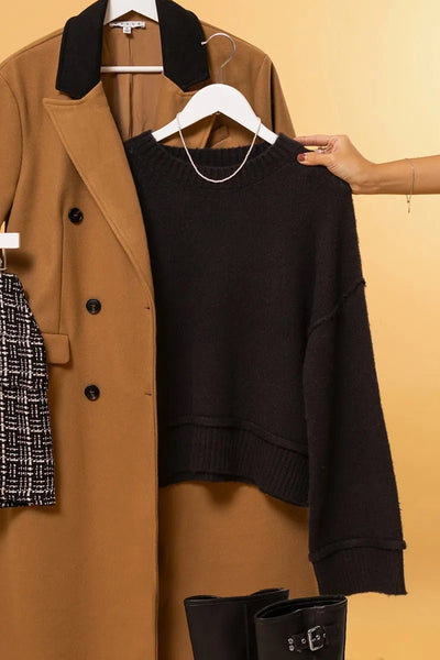 HYFVE Round Neck Dropped Shoulder Ribbed Sweater - Your Second Look