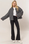 HYFVE Tweed Plaid Button Up Collared Neck Jacket - Your Second Look