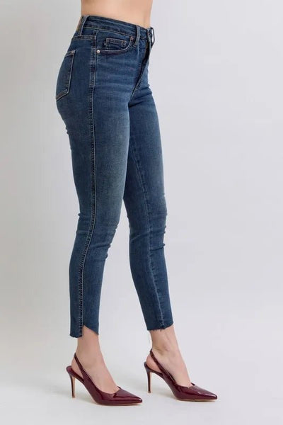 Judy Blue Full Size High Waist Tummy Control Step Hem Skinny Jeans Plus Size - Your Second Look