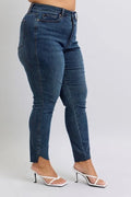 Judy Blue Full Size High Waist Tummy Control Step Hem Skinny Jeans Plus Size - Your Second Look