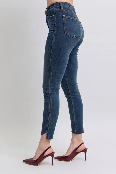 Judy Blue Full Size High Waist Tummy Control Step Hem Skinny Jeans Plus Size - Your Second Look