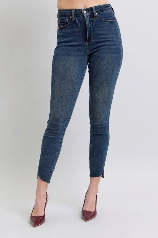 Judy Blue Full Size High Waist Tummy Control Step Hem Skinny Jeans Plus Size - Your Second Look