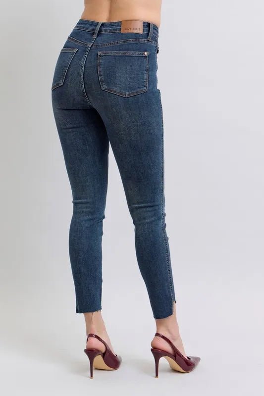 Judy Blue Full Size High Waist Tummy Control Step Hem Skinny Jeans Plus Size - Your Second Look