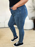 Judy Blue Full Size Mid Waist Distressed Slim Jeans - Your Second Look