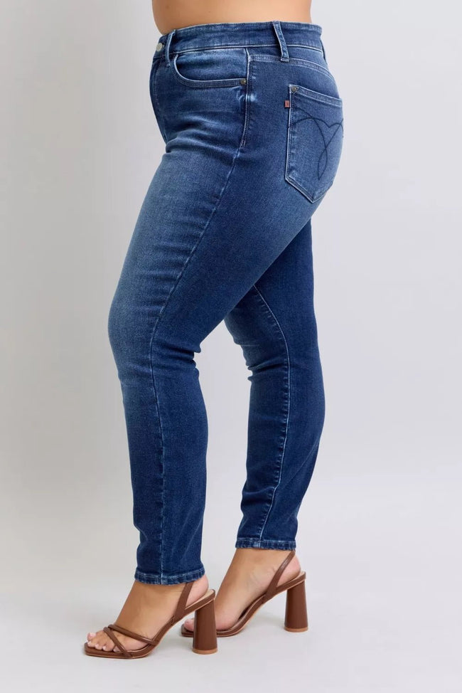 Judy Blue Full Size Washed Thermal Skinny Jeans Plus Size - Your Second Look