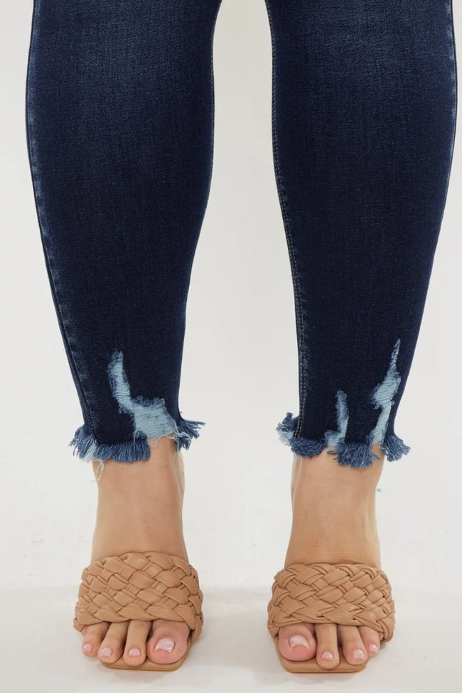 Kancan Full Size Cat's Whiskers Raw Hem High Waist Jeans - Your Second Look