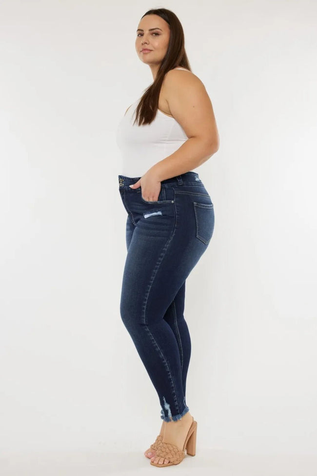 Kancan Full Size Cat's Whiskers Raw Hem High Waist Jeans - Your Second Look
