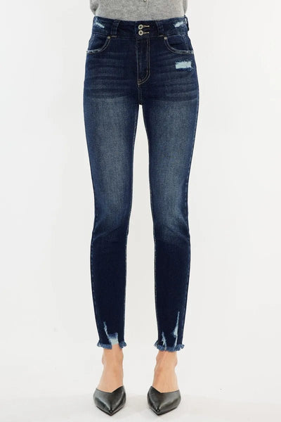 Kancan Full Size Cat's Whiskers Raw Hem High Waist Jeans - Your Second Look