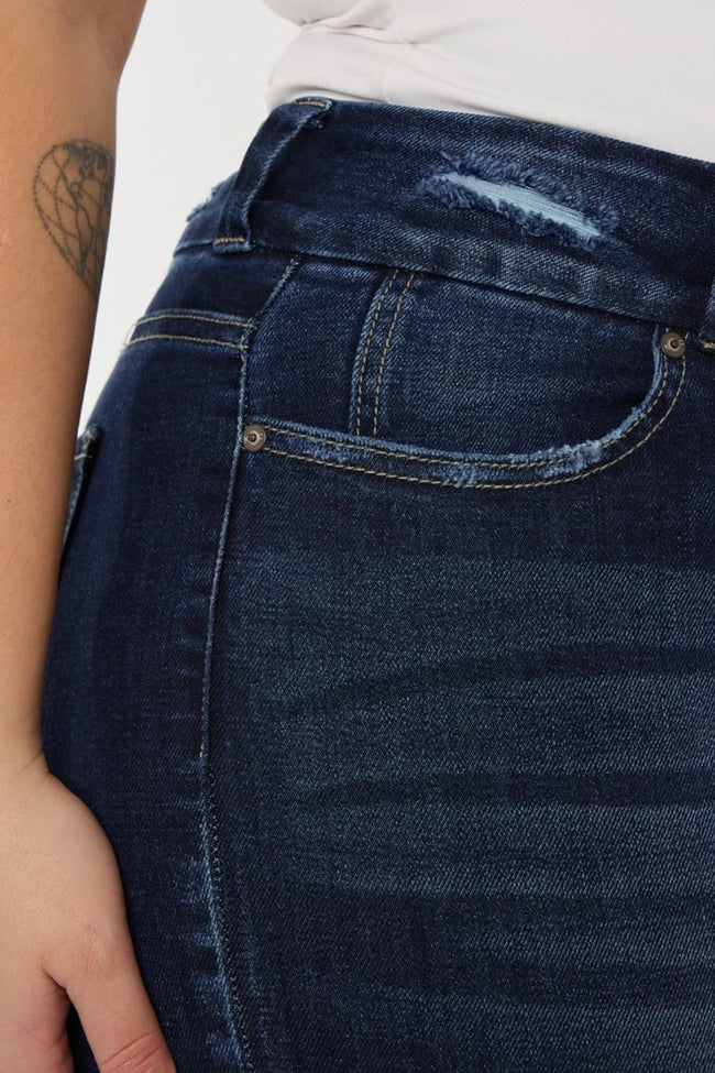 Kancan Full Size Cat's Whiskers Raw Hem High Waist Jeans - Your Second Look