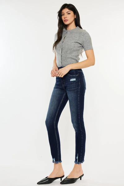 Kancan Full Size Cat's Whiskers Raw Hem High Waist Jeans - Your Second Look