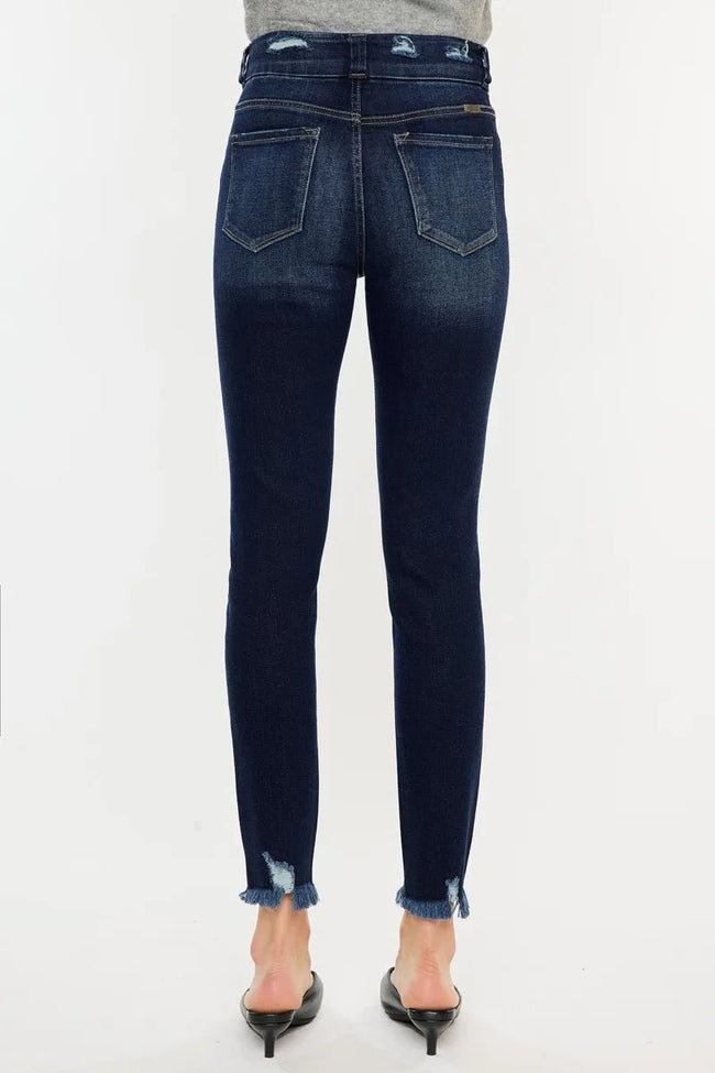 Kancan Full Size Cat's Whiskers Raw Hem High Waist Jeans - Your Second Look