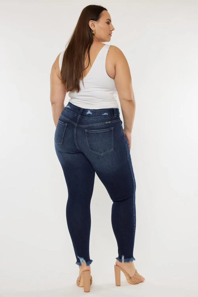 Kancan Full Size Cat's Whiskers Raw Hem High Waist Jeans - Your Second Look