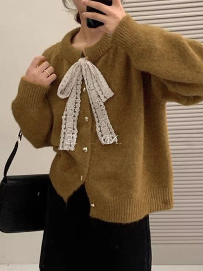 Lace Bowknot Knit Cardigan - Your Second Look