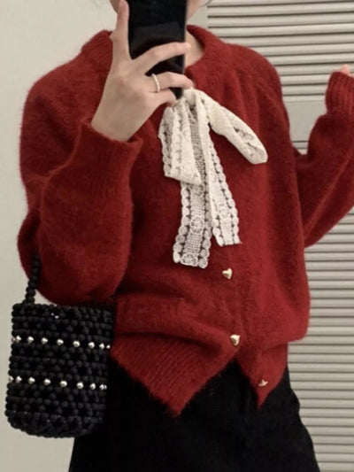 Lace Bowknot Knit Cardigan - Your Second Look